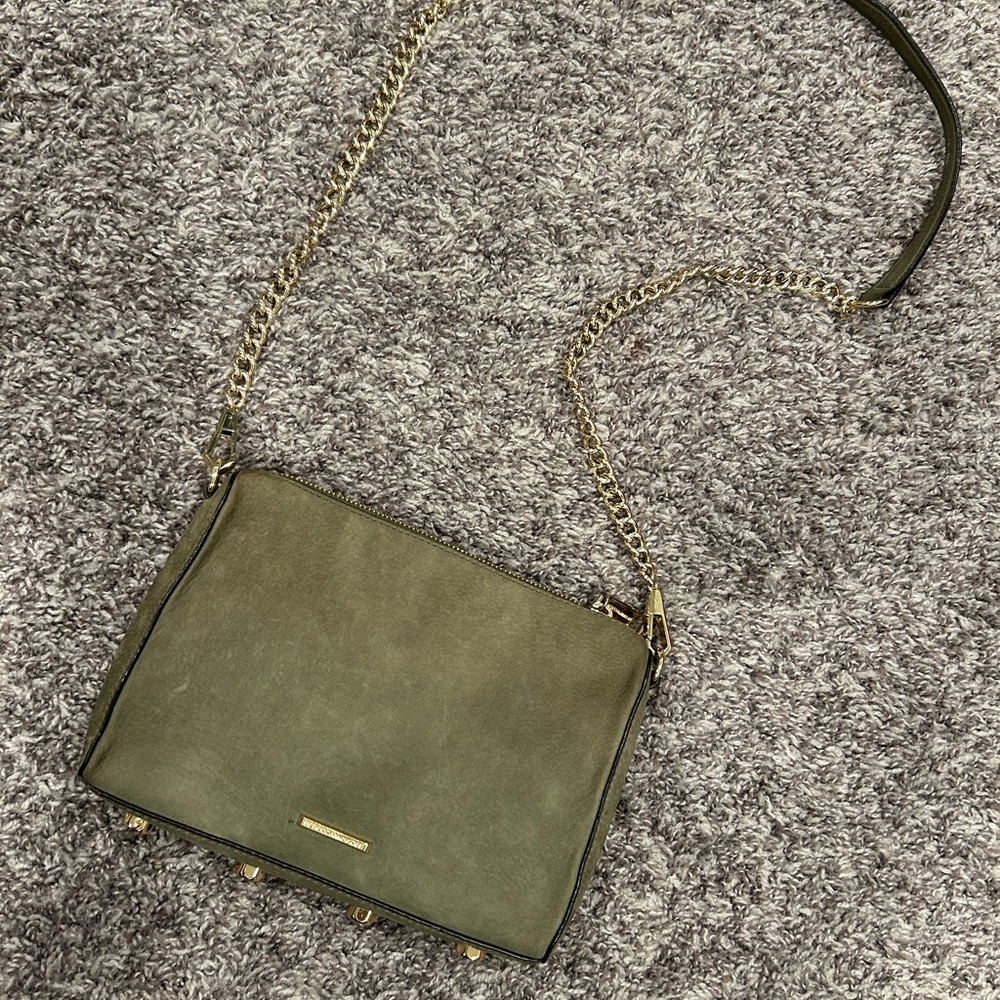 Rebecca Minkoff Avery Crossbody Suede Purse in Hunter Green (Olive color)
